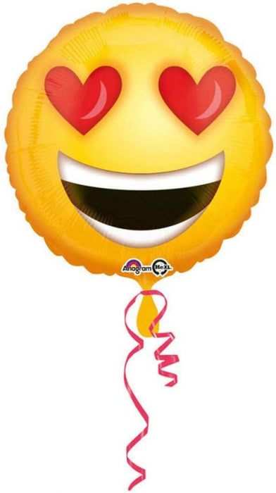 ABC18 Folienballon "Love Emoticon" Smiley Herzen | Ø 43 cm Gelb/Rot