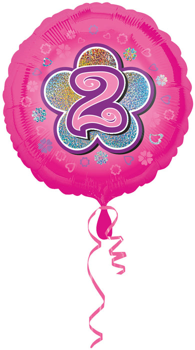 ABC18 Folienballon"2" Blumen | Ø 43 cm Pink