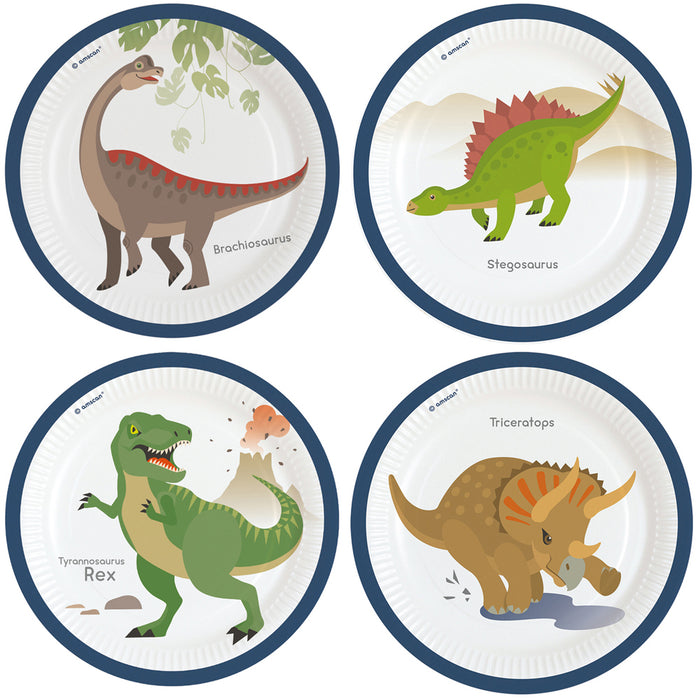 Pappteller "Happy Dinosaurier" | Ø23cm/8Stk.