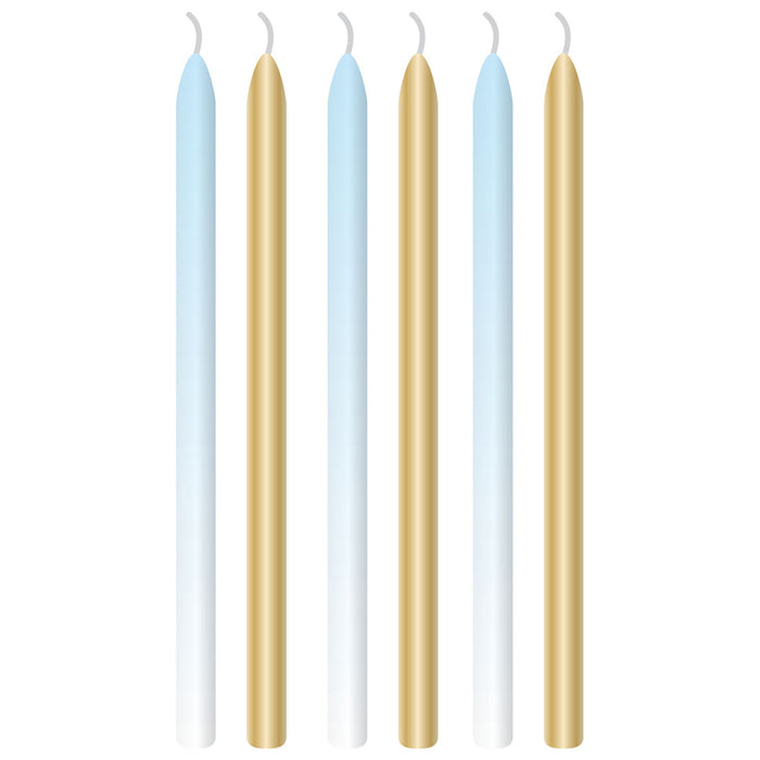 Amscan "1st Birthday Blue Ombre" - 6 Kerzen Blau Gold 9910307 | 1. Geburtstag Kinder Jungen Partydek