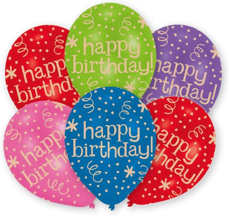 "Happy Birthday" Luftballons Luftschlangen | 6Stk./27,5 cm