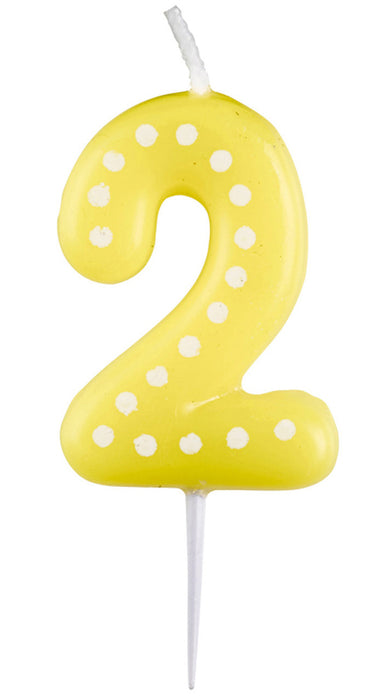 Zahlenkerze mit Punkten 6,5cm | Gelb # 2