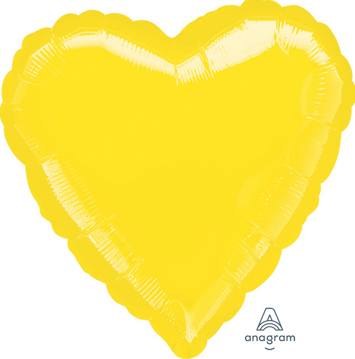 ABC18 Folienballon Herz Uni Gelb | ca. 45cm