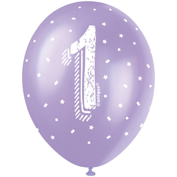 Latexballon Zahl #1 ca.30/33cmØ/ 5Stück Bunt