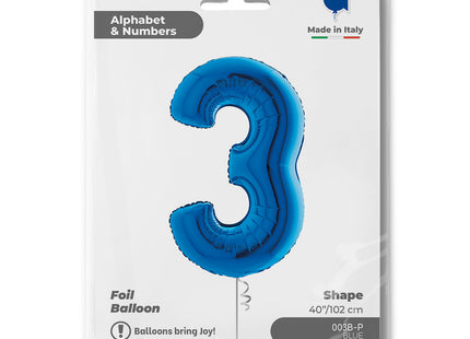 Riesenzahl Folienballon 40"/102cm | Blau #3