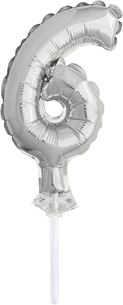 Tortendeko Ballonzahl, ca.13cm #6 Silber