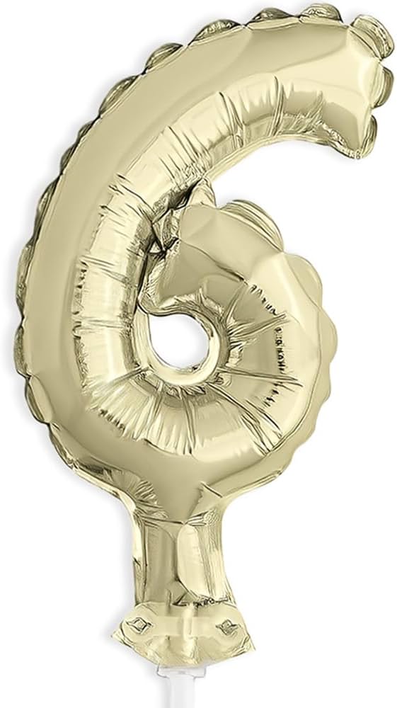 Tortendeko Ballonzahl, ca.13cm #6 Gold