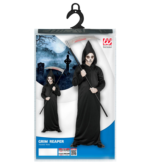 Halloween "Sensenmann" Kinderkostüm Robe mit Kapuze | Schwarz