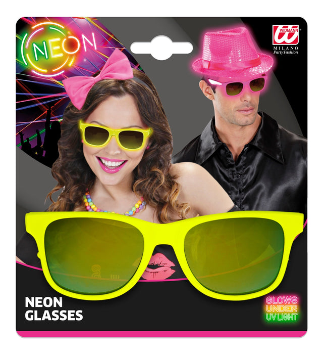 80er Jahre Brille mit Revo Gläsern | Neon Gelb