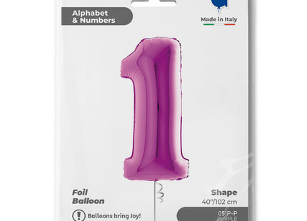 Riesenzahl Folienballon 40"/102cm | Lila #1
