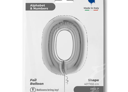 Riesenzahl Folienballon 40"/102cm | Silber #0
