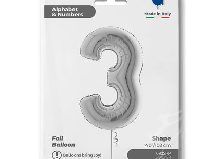 Riesenzahl Folienballon 40"/102cm | Silber #3