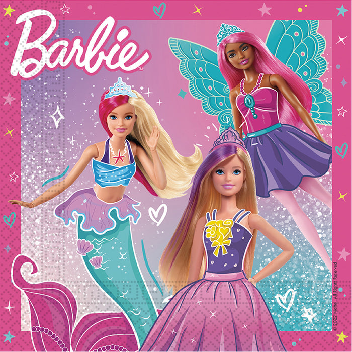 Servietten Barbie Fantasy 33x33 cm | 20 Stück FSC