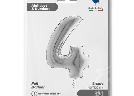 Riesenzahl Folienballon 40"/102cm | Silber #4