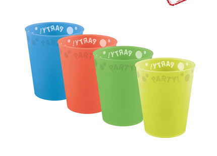 Mehrweg Becher 250 ml | 4 Stück Multicolor