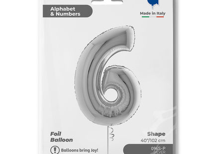Riesenzahl Folienballon 40"/102cm | Silber #6