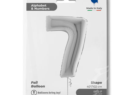 Riesenzahl Folienballon 40"/102cm | Silber #7