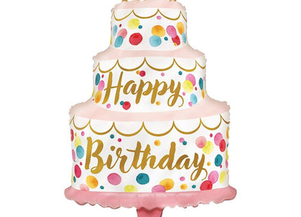 ABC Shape Folienballon | Satin Birthday Pink Cake - 84cm