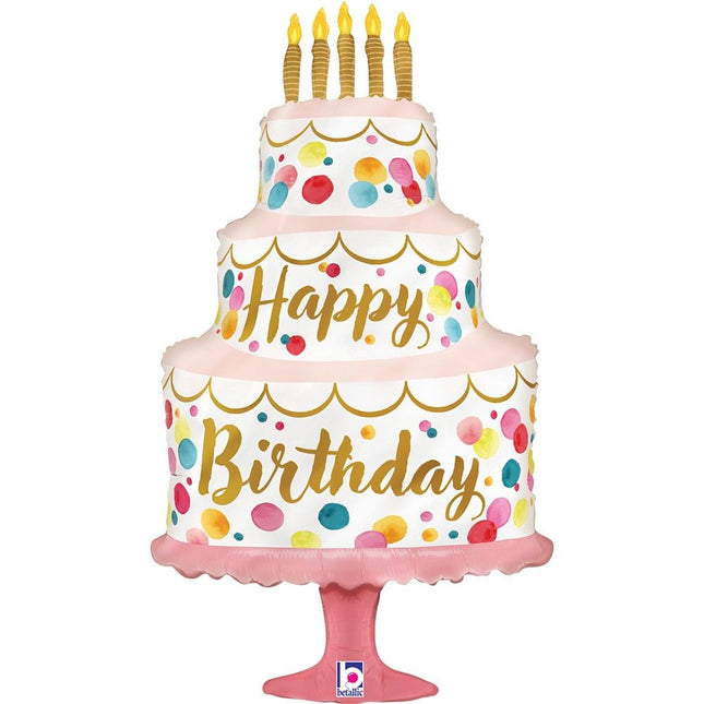 ABC Shape Folienballon | Satin Birthday Pink Cake - 84cm