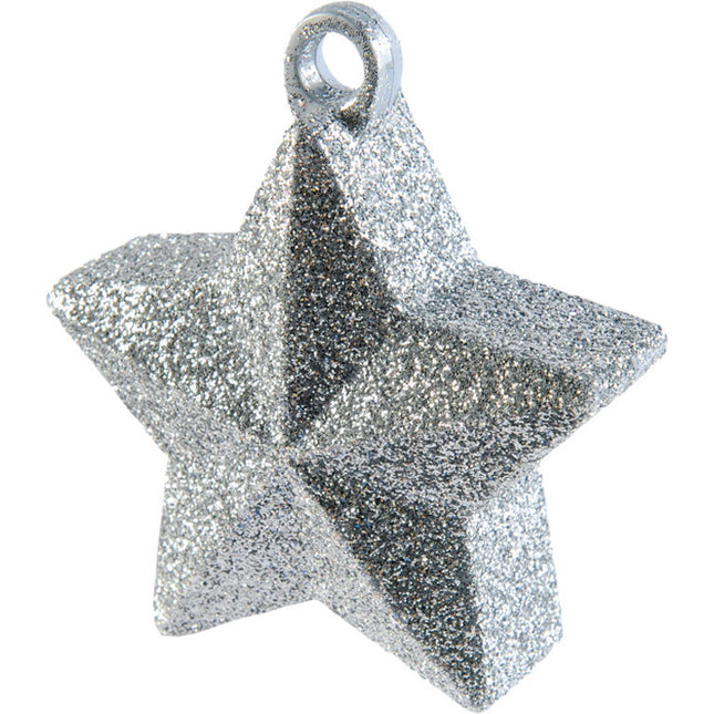 Ballongewicht "Stern" 170g - Glitter Silber