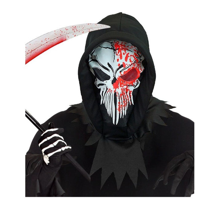 Maske Horror "Blutiger Sensemann mit Kapuze"