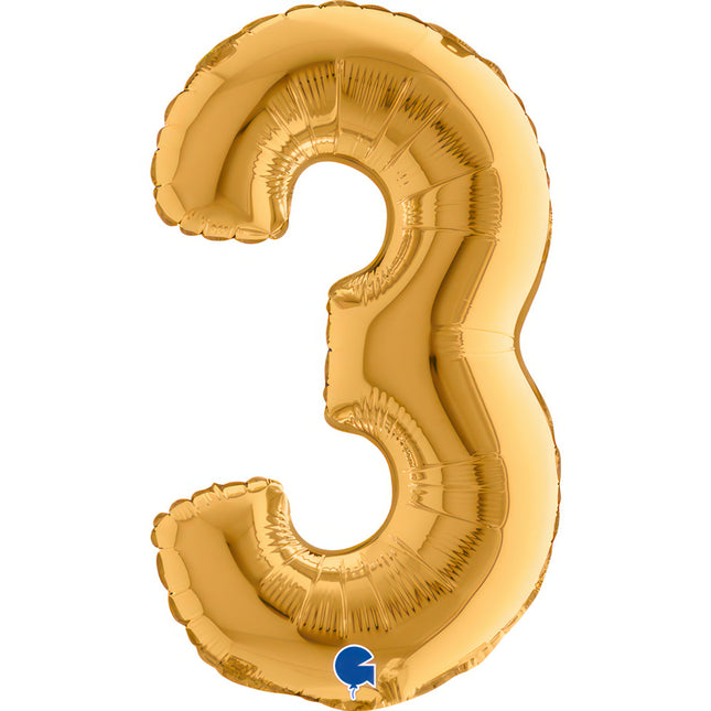 ABC Mini Zahlen Folienballon 14"/36cm | Gold #3