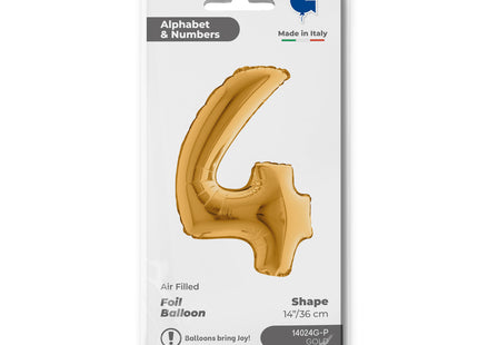 ABC Mini Zahlen Folienballon 14"/36cm | Gold #4