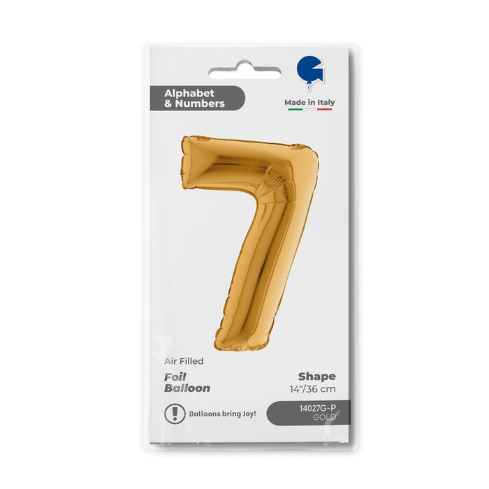 ABC Mini Zahlen Folienballon 14"/36cm | Gold #7