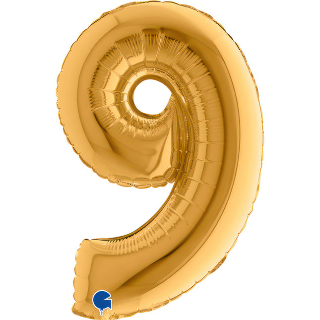 ABC Mini Zahlen Folienballon 14"/36cm | Gold #9