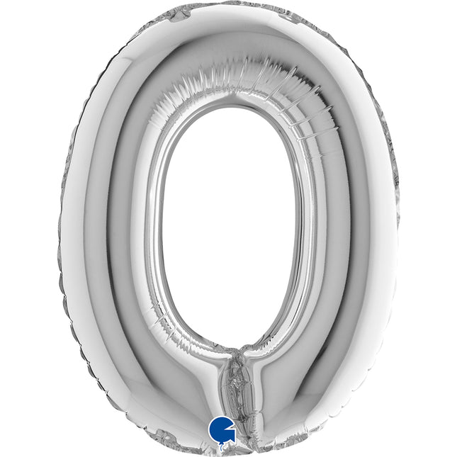 ABC Mini Zahlen Folienballon 14"/36cm | Silber #0
