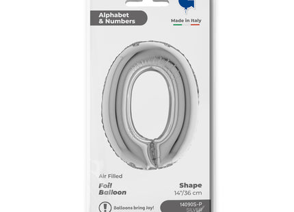 ABC Mini Zahlen Folienballon 14"/36cm | Silber #0
