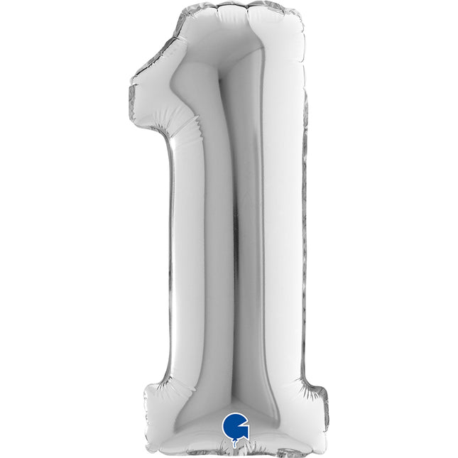 ABC Mini Zahlen Folienballon 14"/36cm | Silber #1
