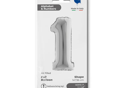 ABC Mini Zahlen Folienballon 14"/36cm | Silber #1