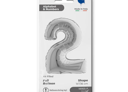 ABC Mini Zahlen Folienballon 14"/36cm | Silber #2