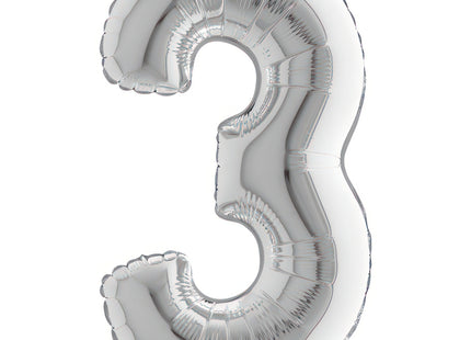 ABC Mini Zahlen Folienballon 14"/36cm | Silber #3