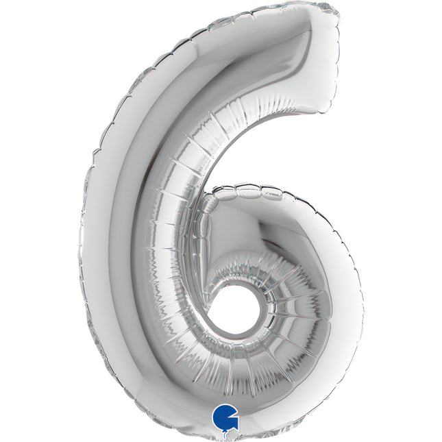 ABC Mini Zahlen Folienballon 14"/36cm | Silber #6