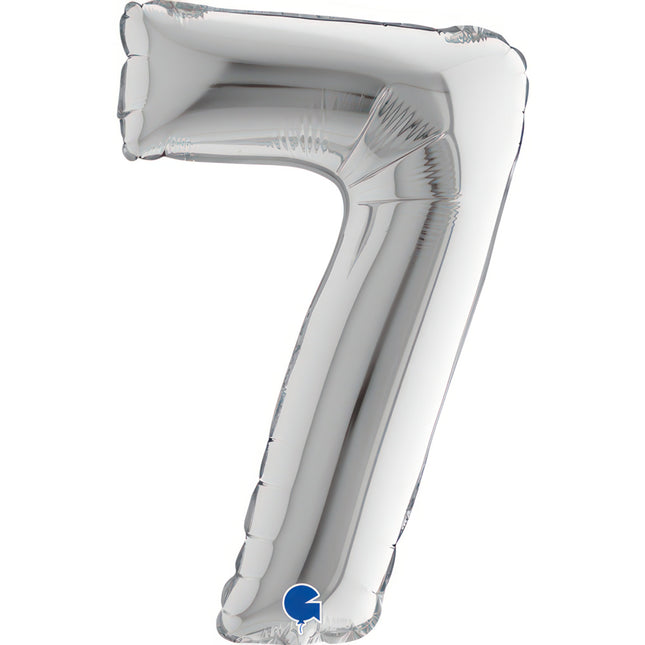 ABC Mini Zahlen Folienballon 14"/36cm | Silber #7