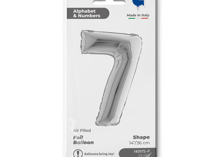 ABC Mini Zahlen Folienballon 14"/36cm | Silber #7