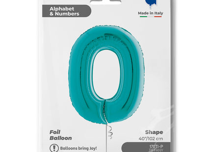 Riesenzahl Folienballon 40"/102cm | Tiffany-Türkis #0