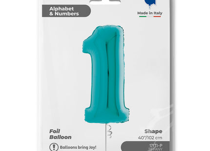 Riesenzahl Folienballon 40"/102cm | Tiffany-Türkis #1