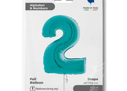 Riesenzahl Folienballon 40"/102cm | Tiffany-Türkis #2