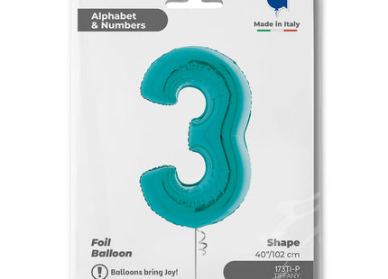 Riesenzahl Folienballon 40"/102cm | Tiffany-Türkis #3