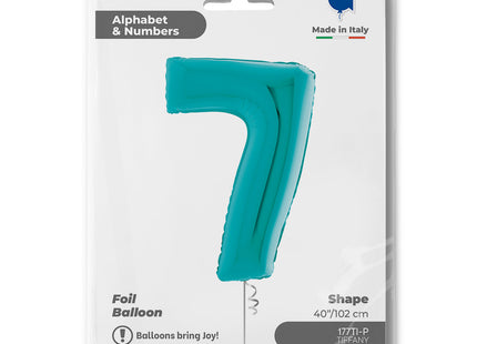 Riesenzahl Folienballon 40"/102cm | Tiffany-Türkis #7