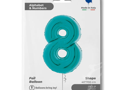 Riesenzahl Folienballon 40"/102cm | Tiffany-Türkis #8
