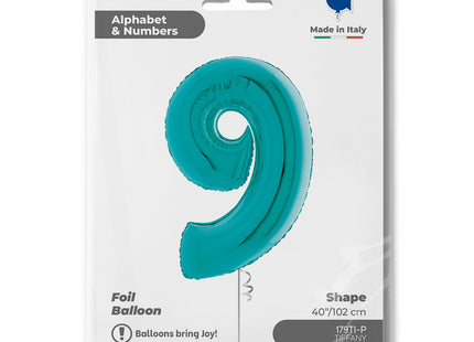 Riesenzahl Folienballon 40"/102cm | Tiffany-Türkis #9