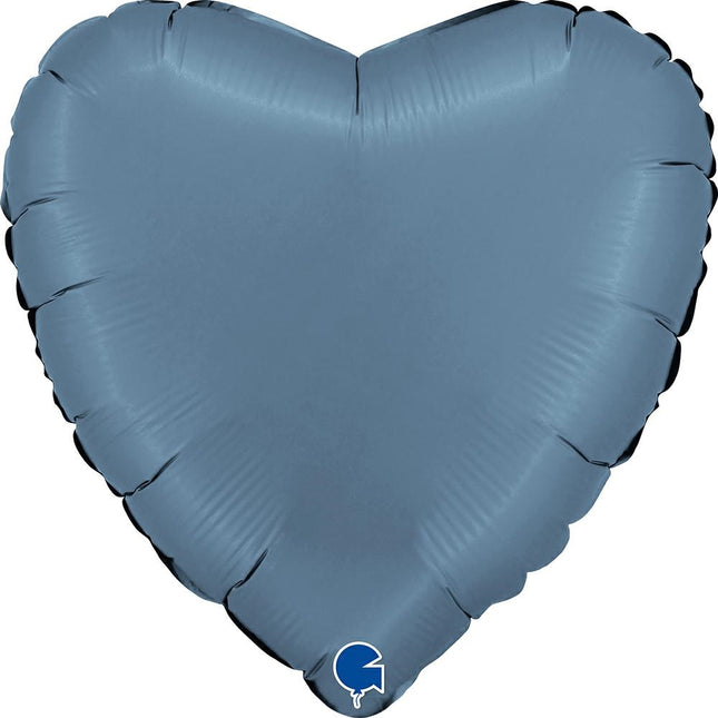 Herz Folienballon 18"/46cm (unverpackt) | Blue Jeans Satin