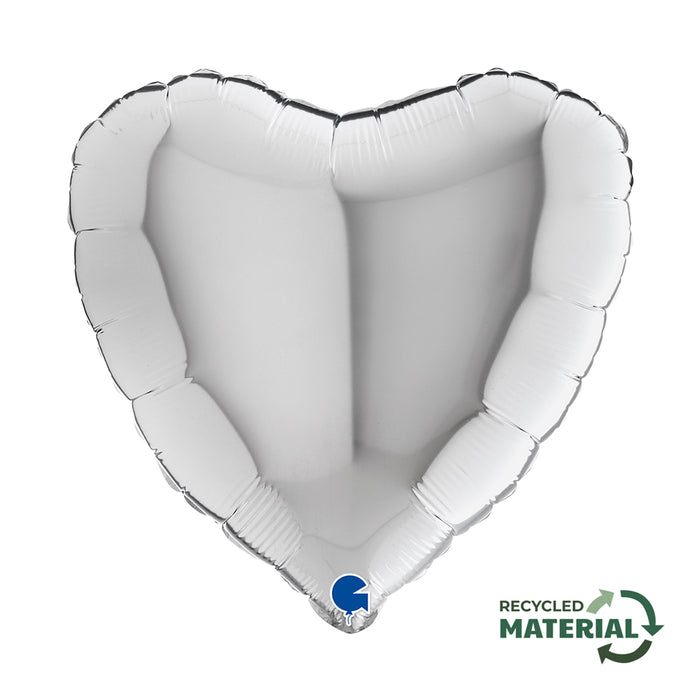 ABC18 Herz Folienballon Uni | Ø 46 cm Silber