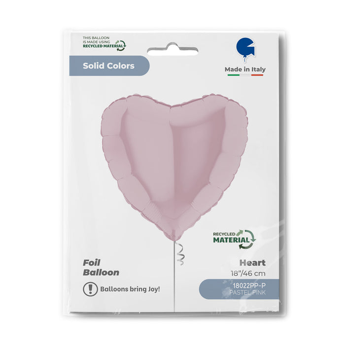 ABC18 Herz Folienballon Uni | Ø 46 cm Rosa Pastell