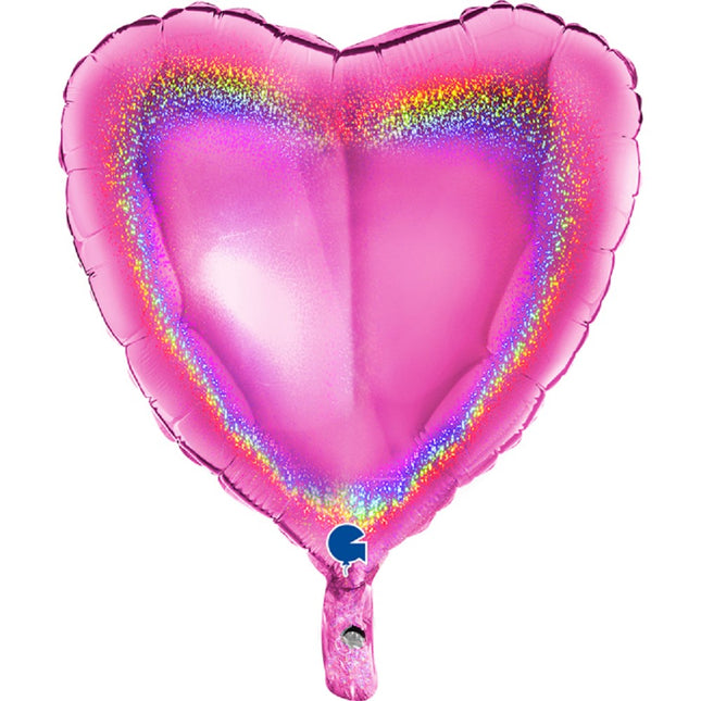 ABC18 Uni Herz 45 cm ø | Holo Fuchsia