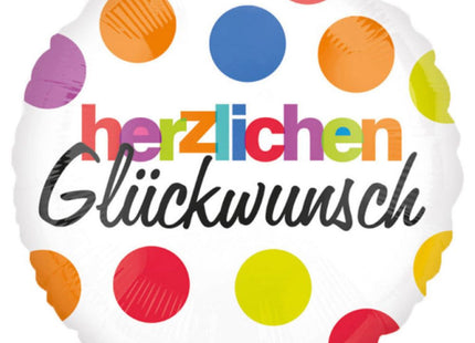 Folienballon ABC18 "herzlichen Glückwunsch" Bunt Rund | 43cm Ø